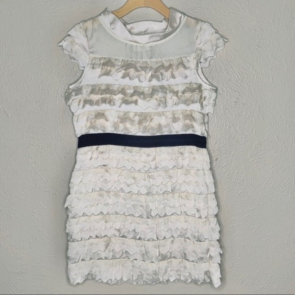 Fumblin' Foe Champagne Layered Ruffle Cap Sleeve Cocktail Dress Size Large NWT